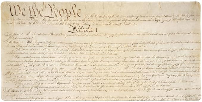 Constitution of The United States of America Large Gaming Mouse Pad Desk Mat with Stitched Edges Non-Slip Base