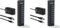 Powered USB Hub Rosonway 10 Port USB 3.1/3.2 Gen 2 Hub 10Gbps with 36W (12V/3A) Power Adapter Type A and Type C Cables Aluminum USB C Hub Splitter for PC and Laptop (RSH-A10S) (Pack of 2)