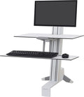 Ergotron – WorkFit-S LD Single Monitor Standing Desk Converter Sit-Stand Workstation for Tabletops – 6 to 16 lbs White