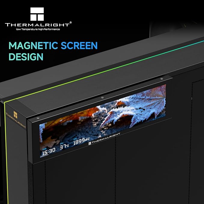 Thermalright Trofeo Vision 9.16 LCD Black 9.16-inch Full-Color LCD Magnetic Display Screen 1920x480 Resolution Easy to InstallMaster CPU/GPU Temperature(Black)