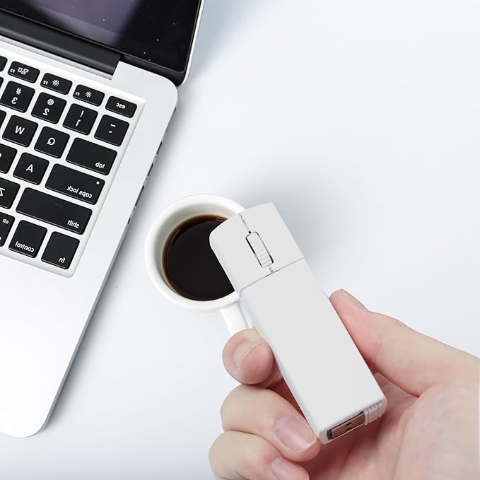 Wireless Mouse Mini Small Wireless Mouse Travel Mouse Portable Mini Cordless Mouse Rechargeable Wireless Mouse 2.4G Optical Mouse with USB Receiver for PC Laptop Computer(White)