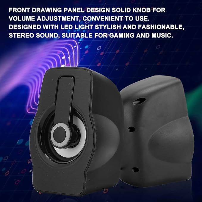Computer Speakers for Desktop Pc Stereo Speakers Ft-185 Mini USB LED Speaker Portable Loudspeaker Music Player for Desktop Laptop (Classic Black)