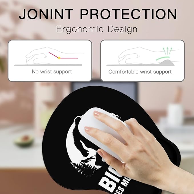 Mousepad Bigfoot Les Muffores is Life Ergonomic Wrist Support Non-Slip Base Mouse Mat with Wrist Rest Computer Mousemat for Desk Work Accessories Pad