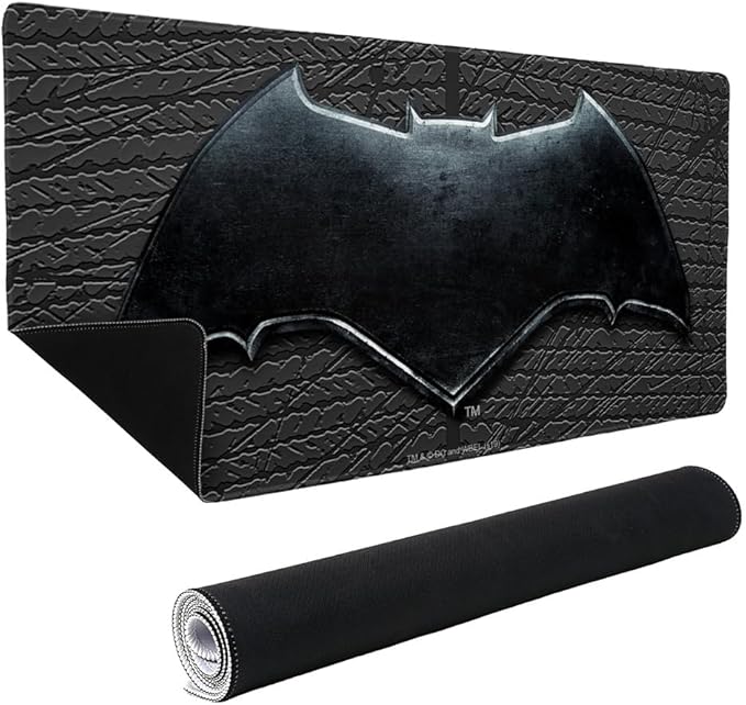 Justice League Movie Batman Logo Large Gaming Mouse Pad Desk Mat with Stitched Edges Non-Slip Base for Gamer Home and Office 31.5 x 15.7