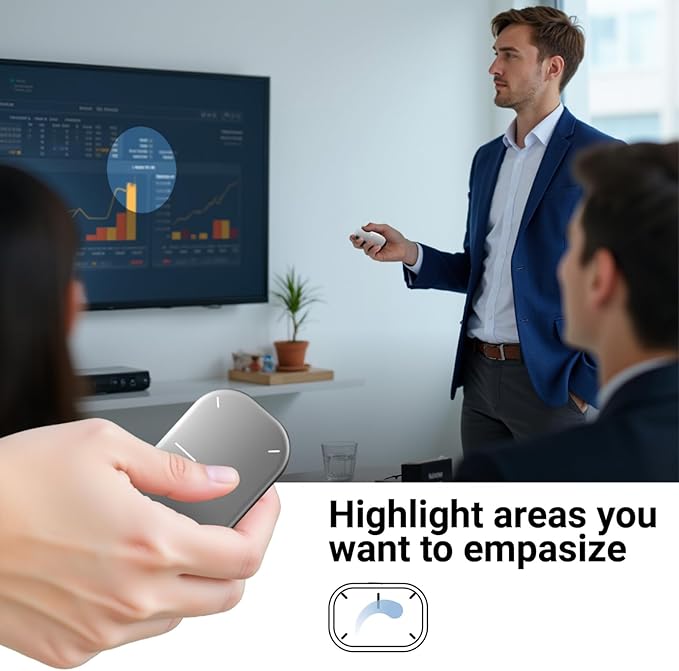 Cheerdots2 Bluetooth Detachable Air Mouse Touchpad Mouse with Voice Recording Presentation Clicker Wireless Presenter Presentation Remote with Laser Pointer for Mac Windows (Recording Silver)