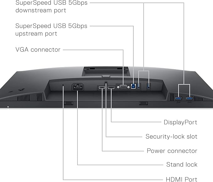 Dell P2422H 24 16:9 FHD 1920 x 1080 IPS Computer Monitor Screen with Display Port Cable and USB 3.0 Upstream Cable - New Model