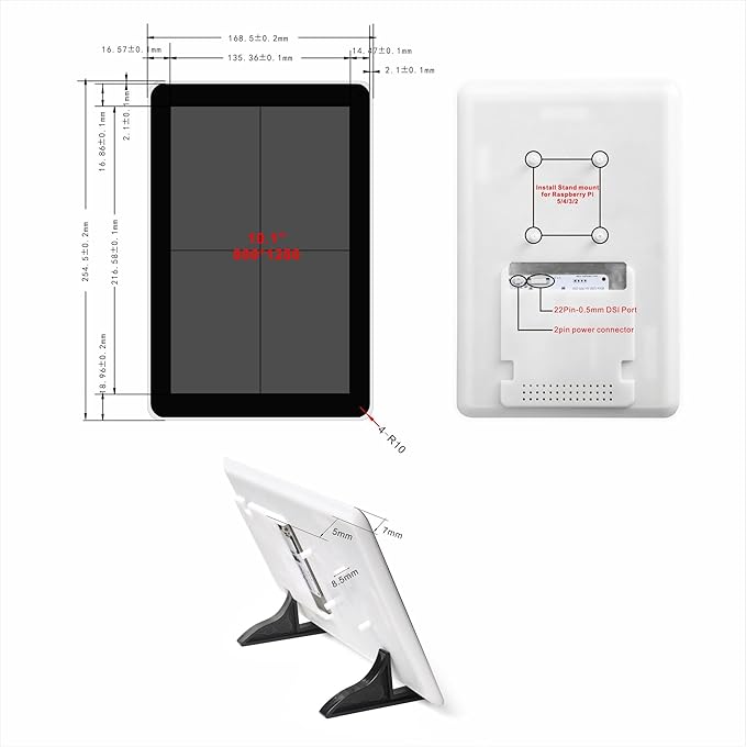 OSOYOO 10.1 Raspberry Pi DSI Touchscreen Display | 800×1280 IPS Capacitive Touch | High-Speed 2/4-Lane MIPI DSI | Easy Driver Setup | Supports Pi 5/4/3/2 | Portable All-in-One Workstation