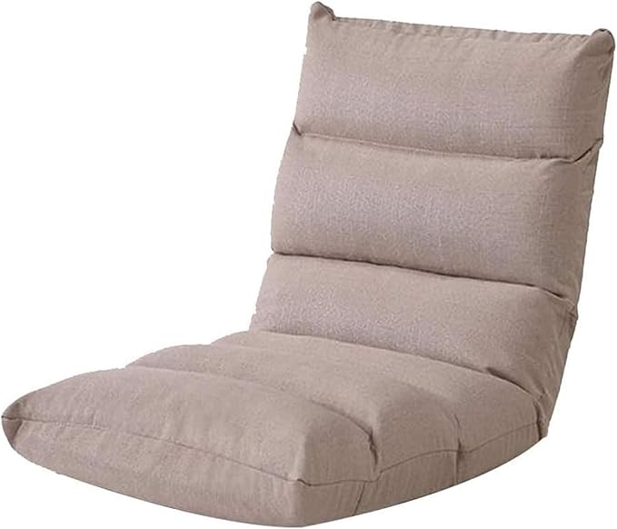 ELEFOCUS Folding Sofa Chair Folding Floor Chair Meditation Chair with Backrest Leisure for Bay Window Bedroom(Khaki)