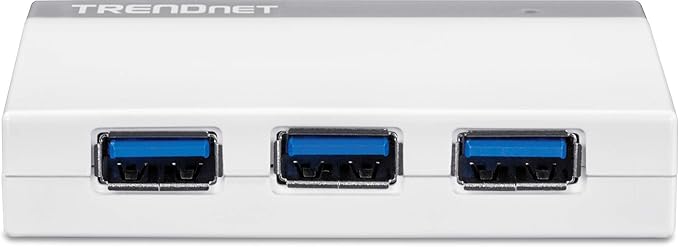 TRENDnet 4-Port USB 3.0 Ultra-Mini Hub 1M (3ft. USB 3.0 Cable) Up to 5Gbps Power Adapter Included Plug &ampPlay Backwards Compatibility with USB 2.0/USB 1.1 TU3-H4