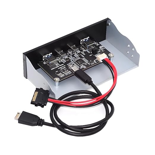 Cablecc 4-Port Internal USB 3.1 Gen 2 Front Panel Hub(2X Type-A + 2X Type-C) for 5.25 Bay Connects to Motherboard Type-E Header