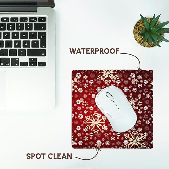 3dRose LLC 8 x 8 x 0.25 Inches Mouse Pad Red/White Christmas Snowflakes (mp_59045_1)