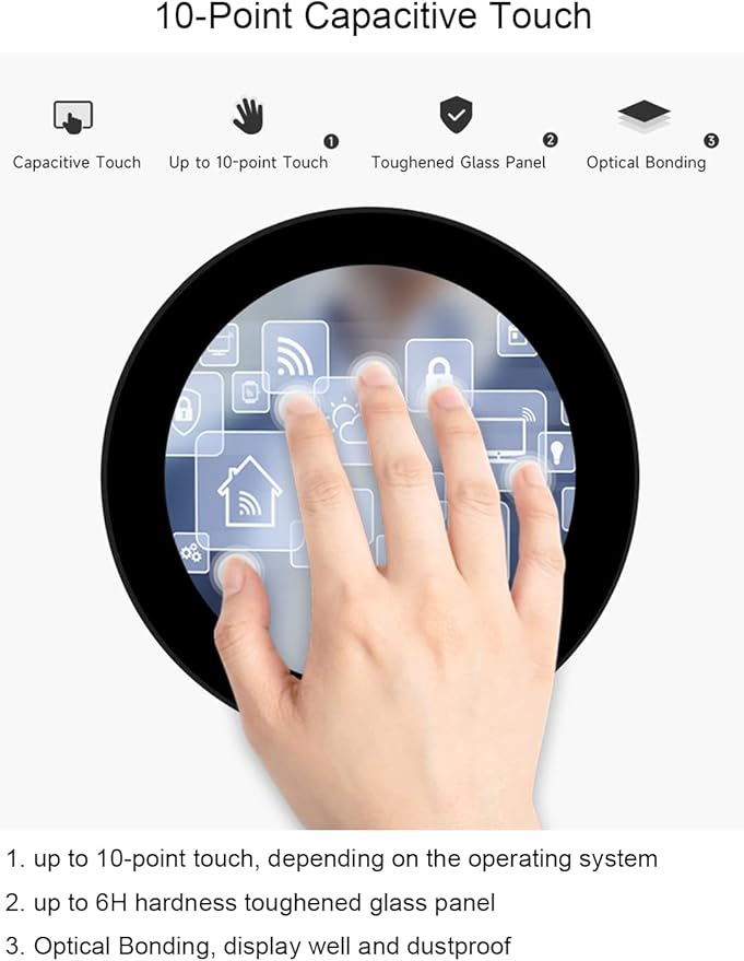 waveshare 3.4inch DSI Round Touch Display 800 x 800 IPS Screen 170° Viewing Angle for Raspberry Pi 4B/3B+/3A+ Compute Module 4/3+/3