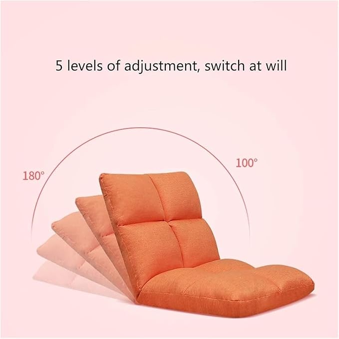 ELEFOCUS Folding Sofa Chair Folding Floor Chair Computer Chair On Single Bed 5 Speed Adjustment for Bay Window Bedroom(Wine Red)