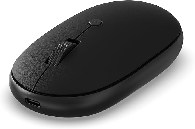Satechi OntheGo Bluetooth Mouse with USB C Rechargeable Battery Connect up 3 Devices Compact and Portable Wireless Mouse for Laptop Computer Tablet – Black