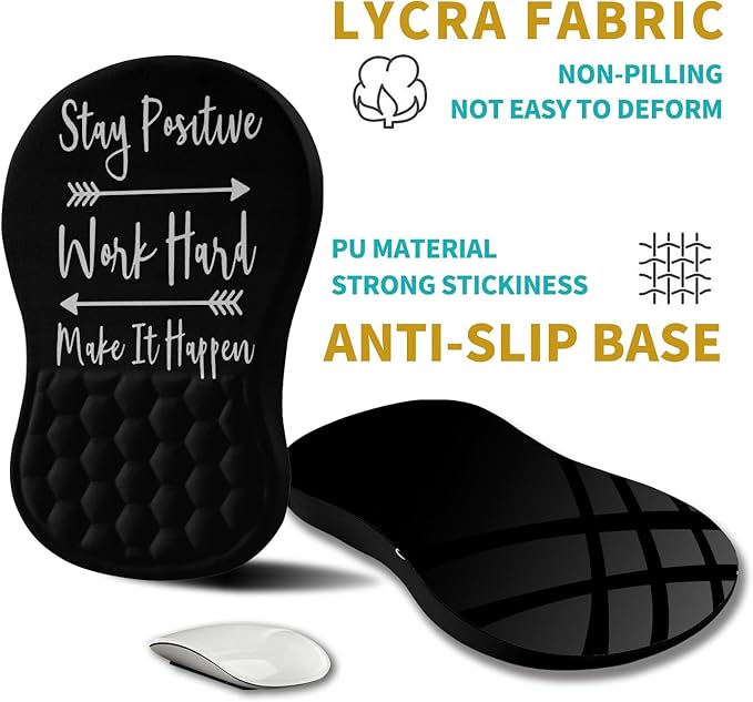 Hokafenle Ergonomic Mouse Pad Wrist Support Wrist Rest Mousepad for Carpal Tunnel Pain Relief with Integrated Memory Foam Slope Massage Bulge (11.8x7.9 inchInspirational Quote
