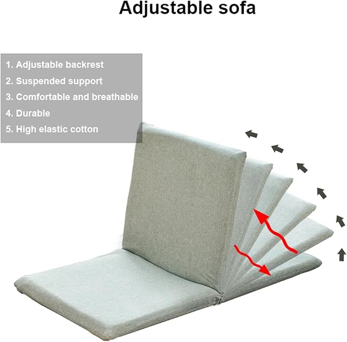 Padded Floor Air with Adjustable Backrest Floor Air with Back Support Legless Lazy Sofa Floor Air Suitable for Meditation Reading Tv Wating Or GamingKhakiYellow