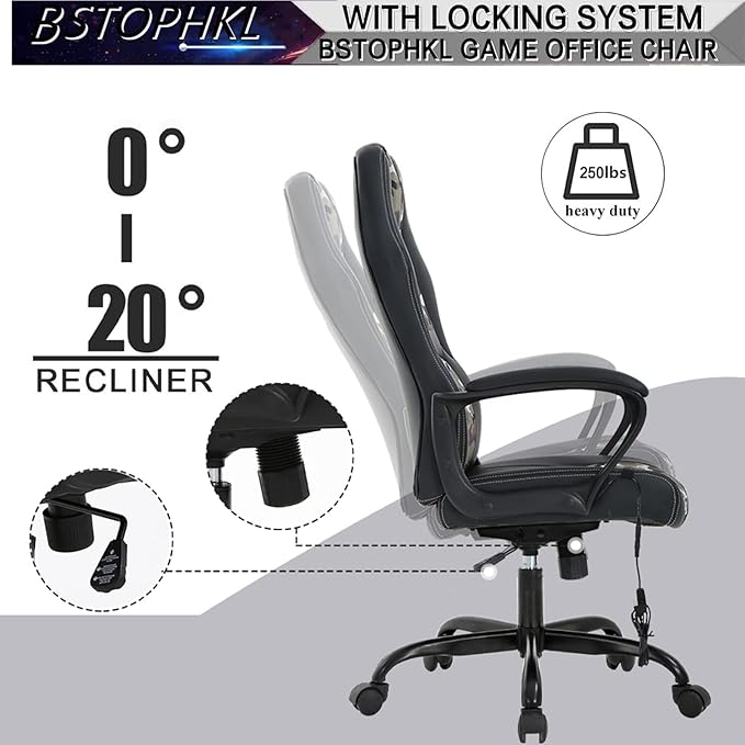 BSTOPHKL Gaming Chair Ergonomic Video Game Chairs High Back Computer Chair with Comfortable Cushion Armrests Lumbar Support Task Rolling Swivel Office Chair for Adults Teen CAMO