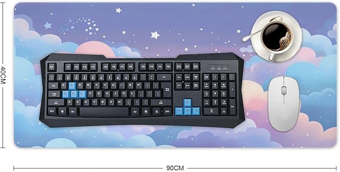 Cloud Star Mouse Pad Large Desk Mat Extended Keyboard Mouse Pad with Non-Slip Base and Stitched Edge Mouse Mat Desk Pad 36x16 Mouse Pads for Desk Home Office Gaming