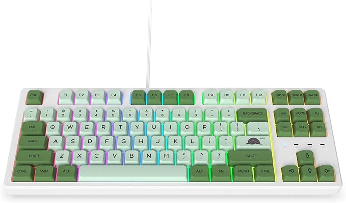 Fogruaden 75% Mechanical Keyboard with Red Switch RGB Backlit Gaming Keyboard 87 Keys Compact TKL Wired Keyboard for Win/Mac Laptop PC Gamer - Matcha