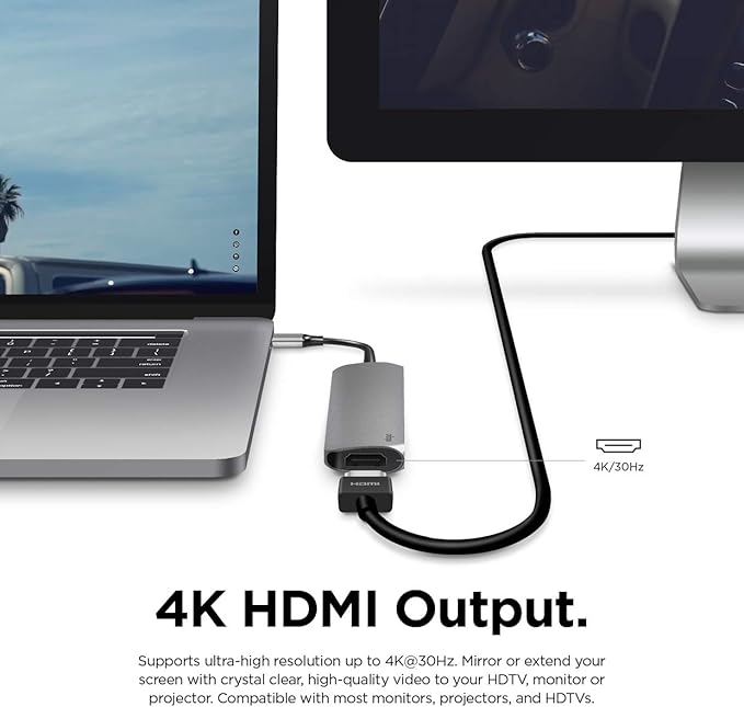 elago 6 in 1 Card Reader Compatible with MacBook Pro and Other USB Type-C Devices [4K HDMI SD+TF(Micro SD) Slot PD Charging Port 2 USB 3.0 Ports]