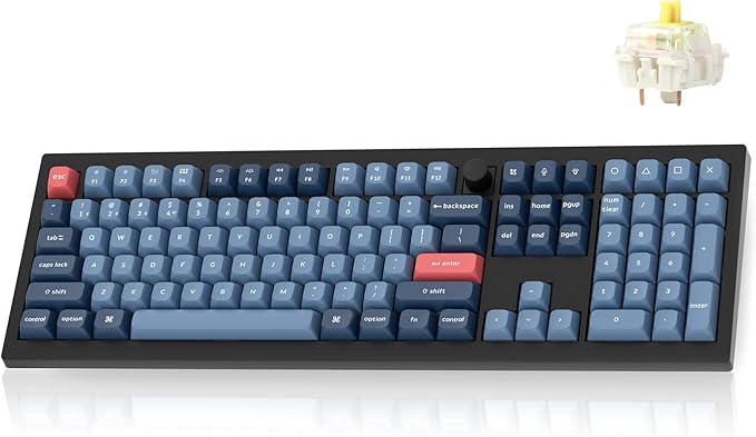 Keychron V6 Max Wireless Custom Mechanical Keyboard 2.4 GHz Bluetooth QMK Full-Size Layout RGB with Hot-swappable Gateron Banana Switch Compatible with Mac Windows Linux