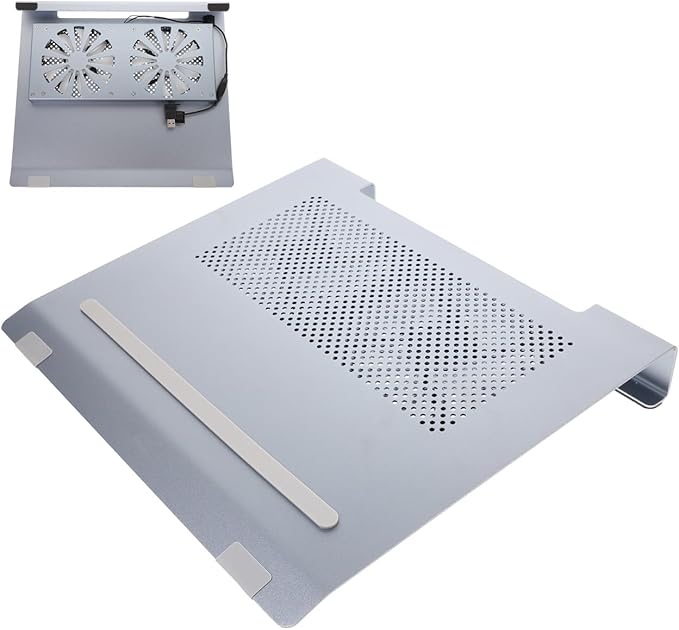 BESPORTBLE Aluminum Alloy Laptop Cooler Stand with Cooling Fan Ventilated Support to 17.3 Inch Notebooks Portable Heat Dissipation Base for Gaming and Office Use Gray