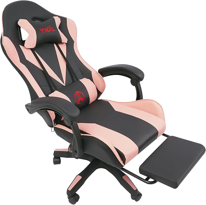 Gaming Chairs Adjustable Seat Height and Angle Swivel Task Chair Ergonomic Computer Chair for Office Bedroom (Pink and Black)