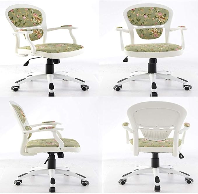 Office Chair Gaming Chair Computer Chair European Style Reclining Computer Chair Office Chair Computer Desk Fabric Floral Decoration Height Adjustabl with Fixed Armres