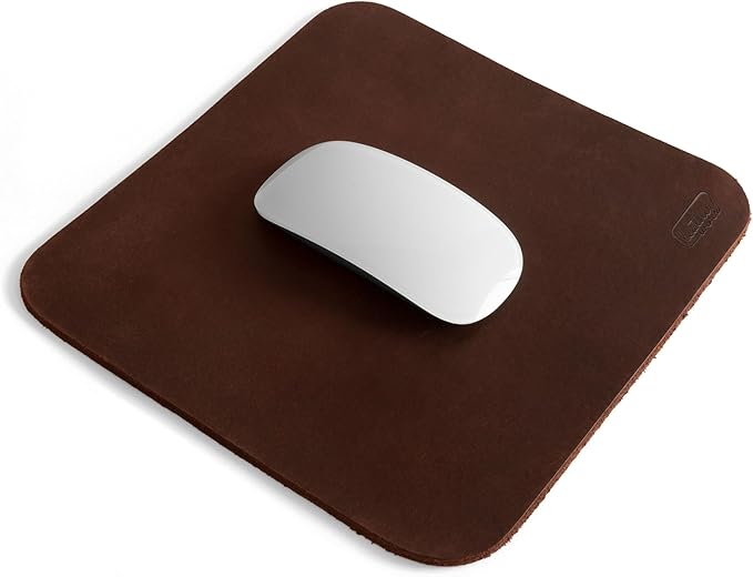 Ergonomic Mouse Pad Executive Work Desk &amp Office Essentials Tracking Accuracy Mouse Control Thick Full Grain Leather Handmade Bourbon Brown