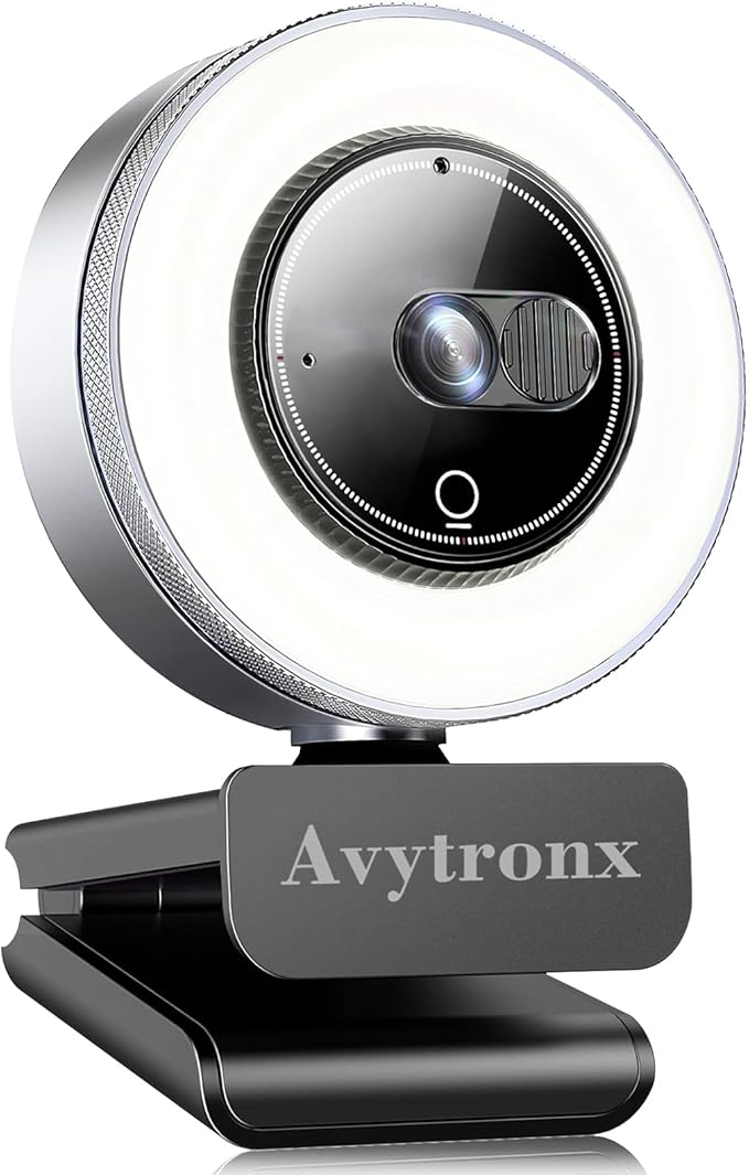 2K Webcam for PC with Microphone &amp Built-in Light USB Computer Camera for PC/Laptop/Mac/Monitor Streaming Webcam with Privacy Cover for Zoom/Skype/Teams/Video Calling/Conference/Online Classes