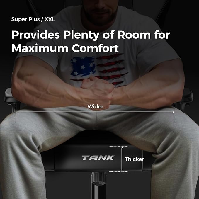 DXRacer Tank XXL Ergonomic Video Gaming Chair for Adults Office Reclining Computer Chair with Magnetic Head Pillow and Lumbar Support Racing Style Height Adjustable (EPU Leatherette Black)