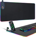 ELUTENG Mouse Pad with Phone Holder 4in1 Wireless Charging Desk Mat RGB Ultra-Smooth Gaming Mousepad Waterproof Home Office Large Desk Pad 31.5x11.81 Large Desk Pad Non-Slip Base Keyboard Pad