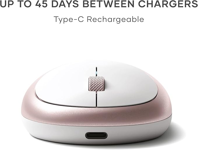 Satechi M1 Wireless Bluetooth Mouse USB-C Rechargeable Compact &amp Portable for MacBook Air/Pro M5/M4 iPad Air/Pro M5/M4/M3 iPad mini Mac mini iMac &amp Windows - Rose Gold