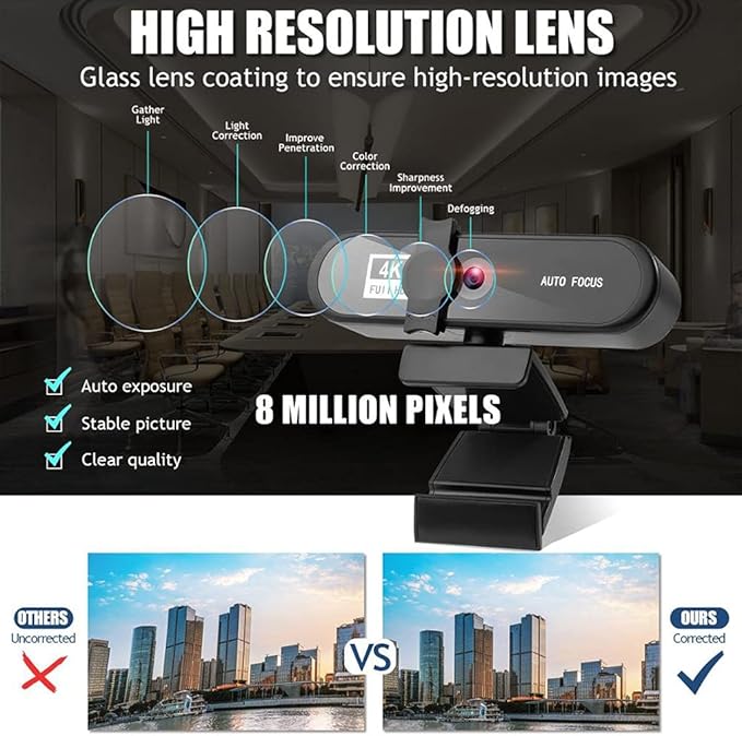 Webcam 4k 2k 1080p Full Hd Web Camera with Microphone USB Web Cam for Pc Computer Video Mini Camera 4k (Size : XXX-Large)