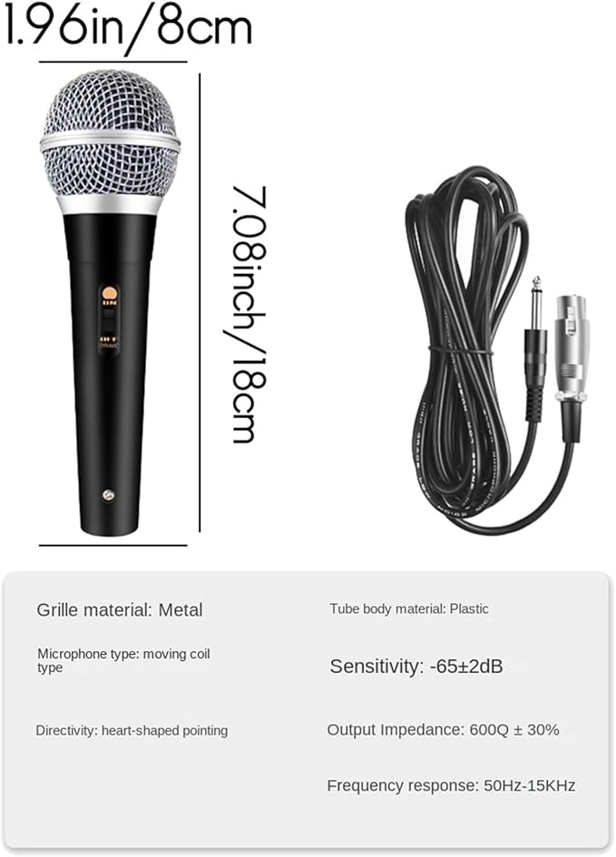 4X Handheld Professional Wired Dynamic Microphone Clear Voice Mic for Karaoke Vocal Music Performance