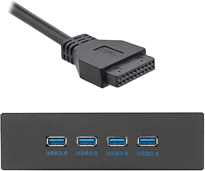 JSER USB 3.0 HUB 4 Ports HUB Front Panel to Motherboard 20Pin 19Pin Header Connector Cable Compatible for 5.25 CD-ROM Bay