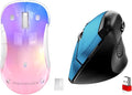 memzuoix 2.4G Wireless Mouse Cordless Computer Mice Wireless Mouse for Laptop Desktop PC MacBook- 2 Pack (LED Rechargeable Wireless Mouse+Blue Ergonomic Wireless Mouse)