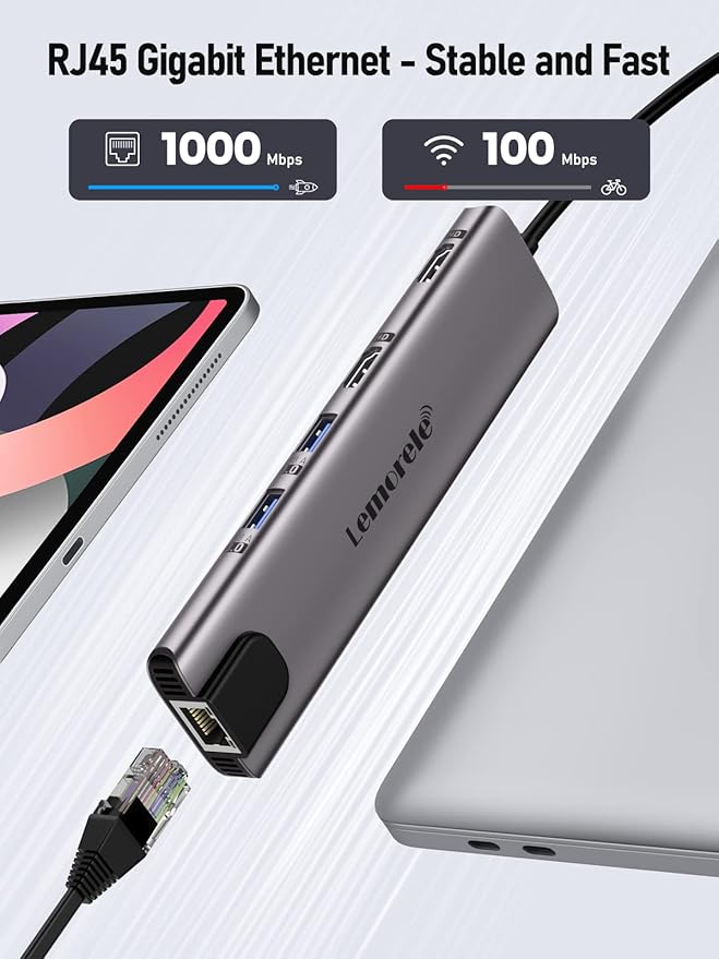 Aluminum Docking Station USB-C Hub with 2 HDMI Gigabit Ethernet 4 USB A USB-C 3.0 PD 100W SD/TF 1000Mbps RJ45 LAN Dock Adapter for MacBook Docking Station Laptop Supports 2 Monitor