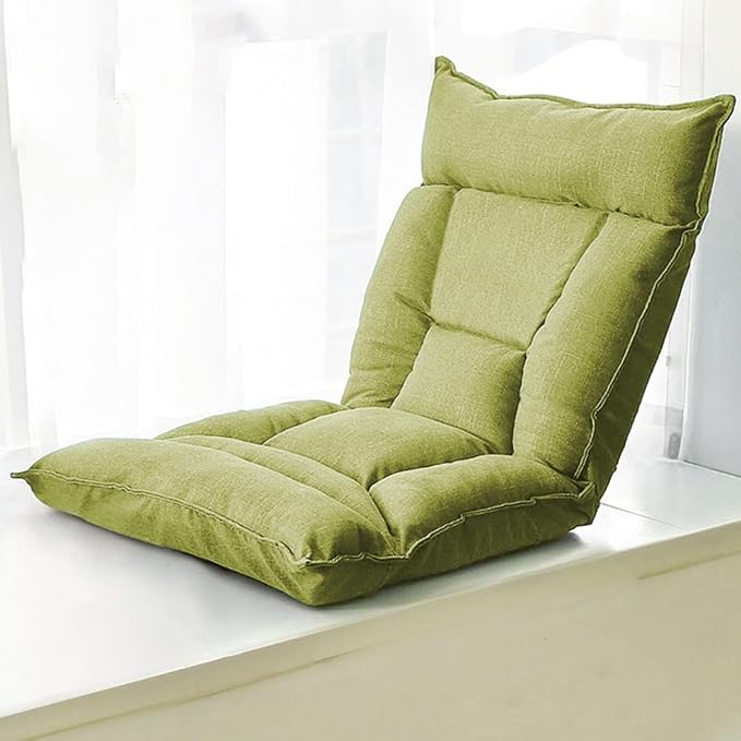ELEFOCUS Floor Chair with Back Support Folding Floor Gaming Chair with Adjustable Backrest and Head Lazy Sofa Lounger Recliner Chair(/Green a)