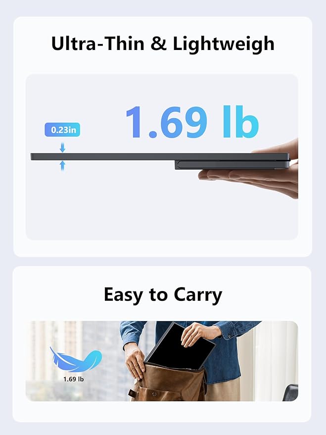 Wireless Portable Monitor with Battery Wireless Monitor for Laptop-15.6 1080P FHD Travel Monitor for Laptop Support AirPlay Miracast for Windows/Mac/Android/iOS