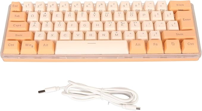 ZJchao Keyboard 61 Keys Gaming Keyboard 60 Percent RGB Compact Wired Mechanical Imitation for Typist Orange Yellow