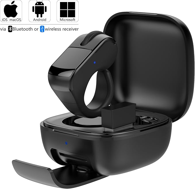 SPYN Multifunctional Wireless Ring Mouse PROFinger Ring Mouse with TouchTrackpad Bluetooth/Wireless Scroller for iPhone/Android/PC/Laptops/Tablets/SmartTVs RemoteControl for Camera/Video Recording
