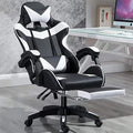 Gaming Chair with Footrest Game Seat Internet Cafe Competitive Office Computer Chair Home Recliner Adjustable Chair Headrest and Lumbar Support E-Sports Swivel ChairWhite