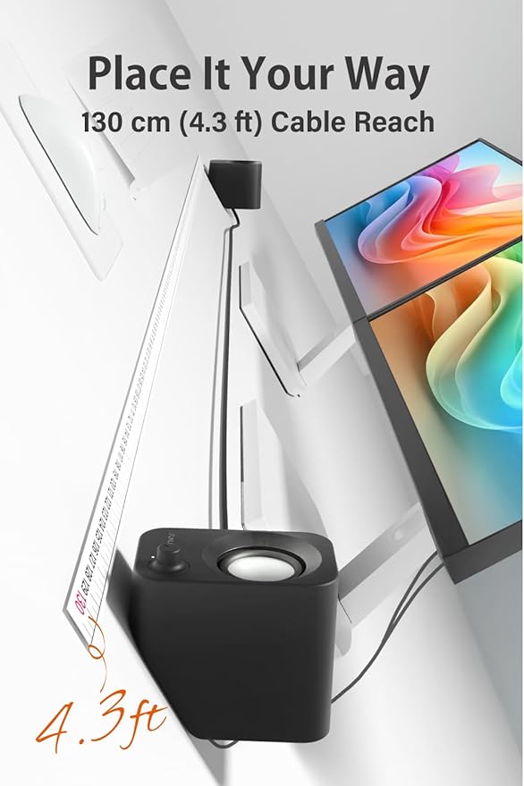 Speaker - 14W Stereo PC Speakers USB Powered Compact Size with 30° Tilt Design Volume Dial Control for Desktop Laptop Monitor Gaming Consoles Black