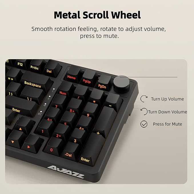 FIRSTBLOOD ONLY GAME. AK992 Hot-Swappable 2.4G Wireless/Bluetooth 5.0/USB Wired Triple Mode Mechanical Keyboard 98 Keys Full Layout RGB Backlit Brown Switches Black Side Carving PBT Keycaps