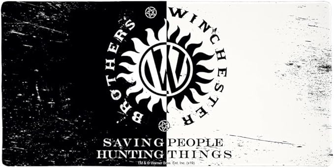 Supernatural Brothers Winchester Large Gaming Mouse Pad Desk Mat with Stitched Edges Non-Slip Base for Gamer Home and Office 31.5 x 15.7