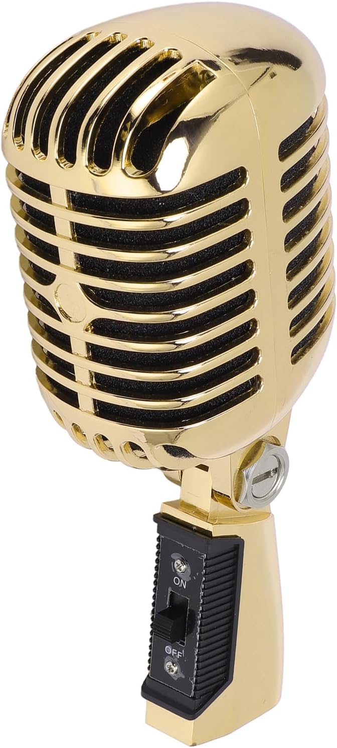 Bewinner Dynamic Microphone Microphone Zinc Alloy Pickup Pattern - Studio Performances and Live Performances Noise and Vibration Dampening (Gold)