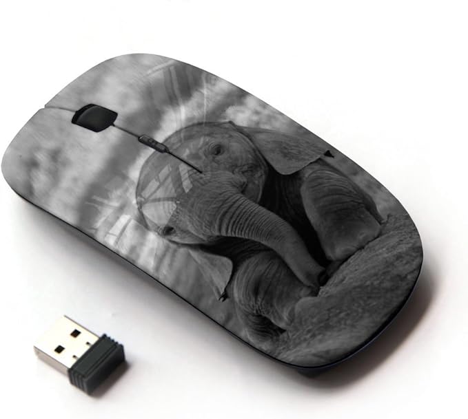Graphic4You Cute Baby Elephant Animal Design Ergonomic Wireless Mouse with Nano Receiver