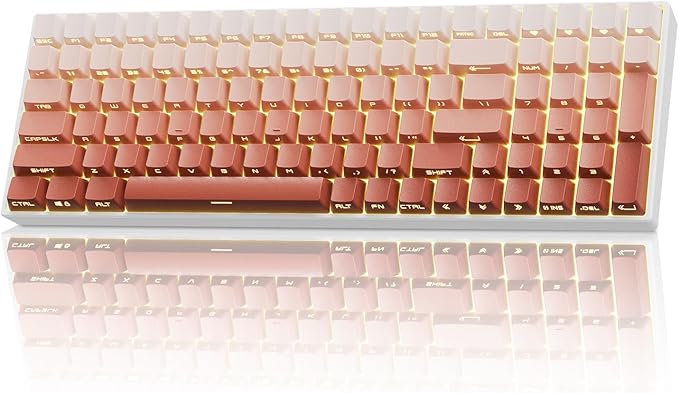 ZORNHER ZH100 Wireless Mechanical Keyboard98% Pink Creamy Keyboard with Number PadFull Size Rose Gold Gaming KeyboardLighted Up PBT Dipped KeycapsCreamy Sounding Linear Switches