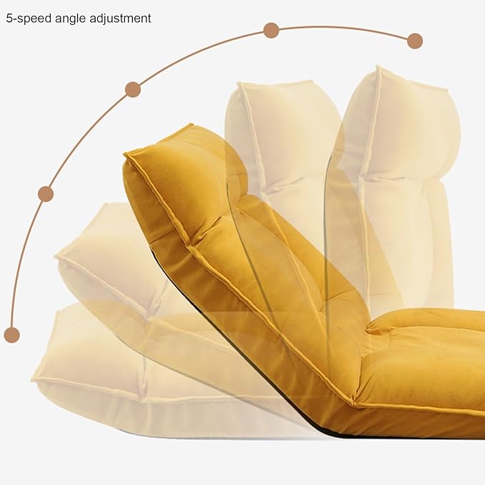 Floor Chair Folding Sofa Chair with 5 Adjustable Position Couch Recliner with Back Support Floor Gaming Chair for Adults(Yellow)